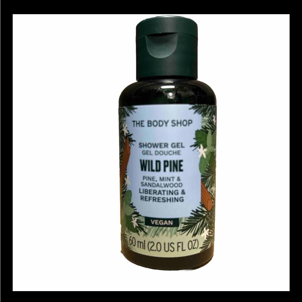 New The Body Shop WILD PINE Mint Sandalwood Shower Gel 2 Oz Travel Size Airplane